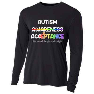 Autism Awareness Acceptance All The Pieces Cooling Performance Long Sleeve Crew