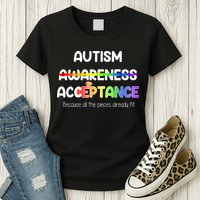 Autism Awareness Acceptance All The Pieces Womens T-Shirt