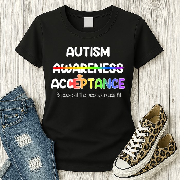 Autism Awareness Acceptance All The Pieces Womens T-Shirt