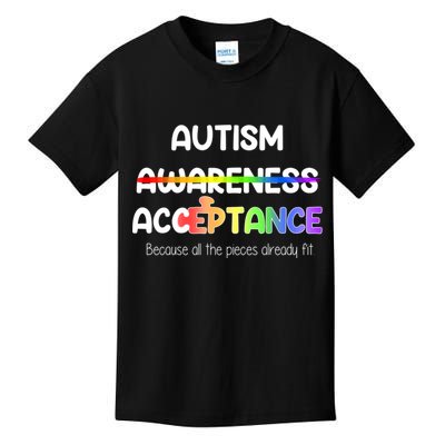 Autism Awareness Acceptance All The Pieces Kids T-Shirt