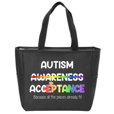 Autism Awareness Acceptance All The Pieces Zip Tote Bag