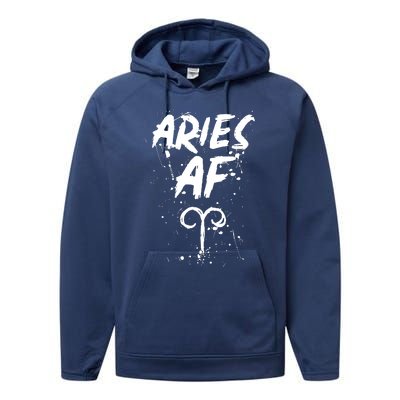 Aries AF Astrology March April Birthday Zodiac Funny Gift Performance Fleece Hoodie