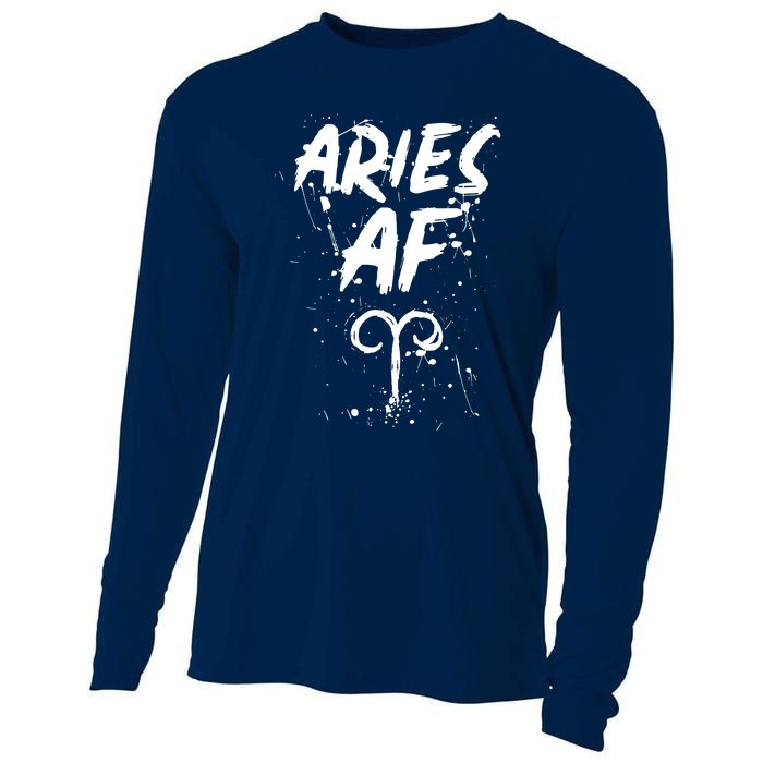 Aries AF Astrology March April Birthday Zodiac Funny Gift Cooling Performance Long Sleeve Crew