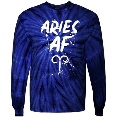 Aries AF Astrology March April Birthday Zodiac Funny Gift Tie-Dye Long Sleeve Shirt