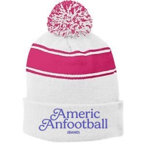 Americ Anfootball Stripe Pom Pom Beanie