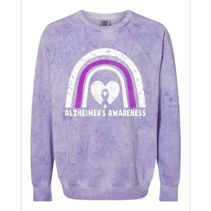 Alzheimers Awareness Alzheimers Purple Rainbow Cute Colorblast Crewneck Sweatshirt