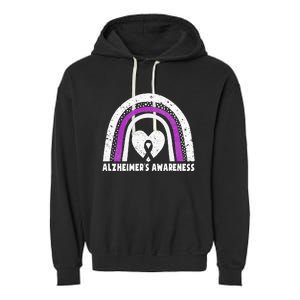 Alzheimers Awareness Alzheimers Purple Rainbow Cute Garment-Dyed Fleece Hoodie