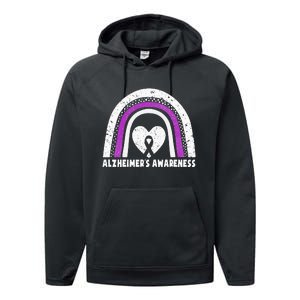 Alzheimers Awareness Alzheimers Purple Rainbow Cute Performance Fleece Hoodie