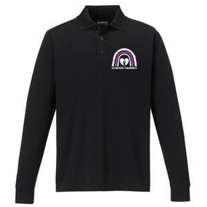 Alzheimers Awareness Alzheimers Purple Rainbow Cute Performance Long Sleeve Polo