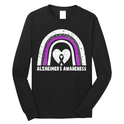 Alzheimers Awareness Alzheimers Purple Rainbow Cute Long Sleeve Shirt