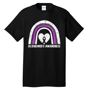 Alzheimers Awareness Alzheimers Purple Rainbow Cute Tall T-Shirt