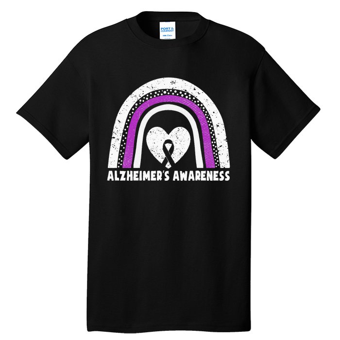 Alzheimers Awareness Alzheimers Purple Rainbow Cute Tall T-Shirt