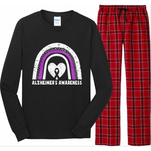 Alzheimers Awareness Alzheimers Purple Rainbow Cute Long Sleeve Pajama Set