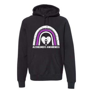 Alzheimers Awareness Alzheimers Purple Rainbow Cute Premium Hoodie