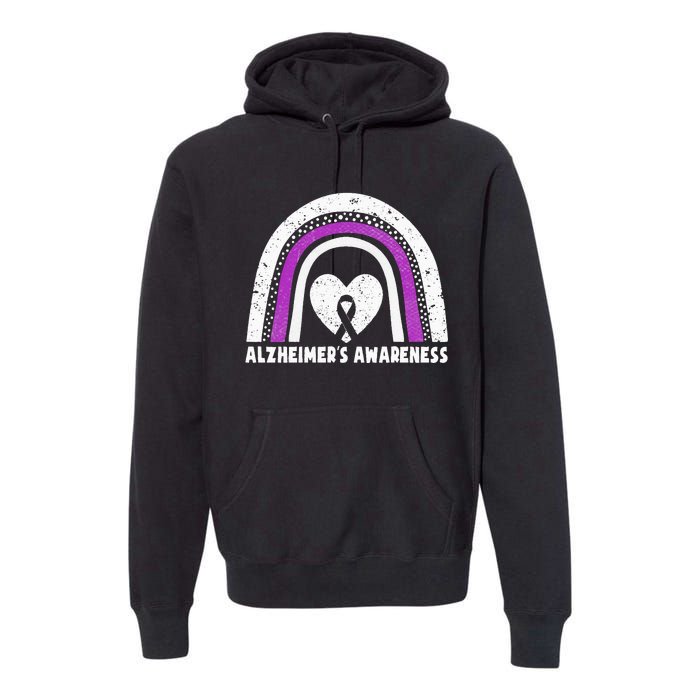 Alzheimers Awareness Alzheimers Purple Rainbow Cute Premium Hoodie