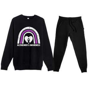 Alzheimers Awareness Alzheimers Purple Rainbow Cute Premium Crewneck Sweatsuit Set