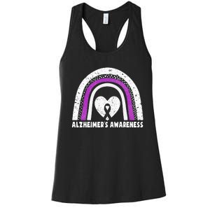 Alzheimers Awareness Alzheimers Purple Rainbow Cute Women's Racerback Tank