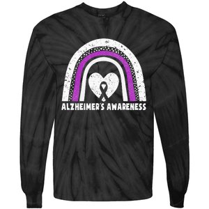 Alzheimers Awareness Alzheimers Purple Rainbow Cute Tie-Dye Long Sleeve Shirt