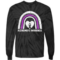 Alzheimers Awareness Alzheimers Purple Rainbow Cute Tie-Dye Long Sleeve Shirt