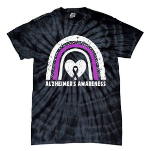 Alzheimers Awareness Alzheimers Purple Rainbow Cute Tie-Dye T-Shirt