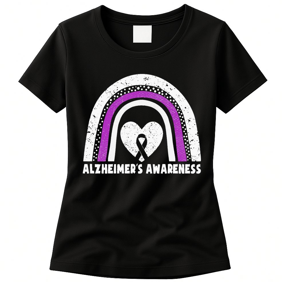 Alzheimers Awareness Alzheimers Purple Rainbow Cute Womens T-Shirt