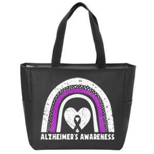 Alzheimers Awareness Alzheimers Purple Rainbow Cute Zip Tote Bag