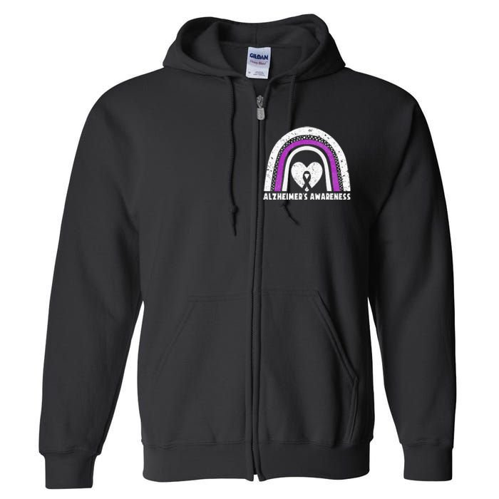 Alzheimers Awareness Alzheimers Purple Rainbow Cute Full Zip Hoodie