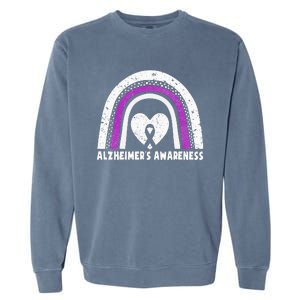 Alzheimers Awareness Alzheimers Purple Rainbow Cute Garment-Dyed Sweatshirt