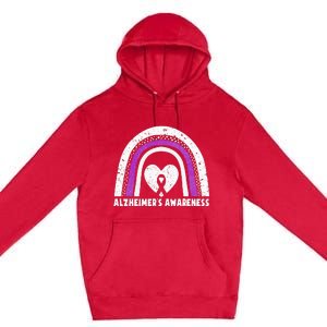 Alzheimers Awareness Alzheimers Purple Rainbow Cute Premium Pullover Hoodie