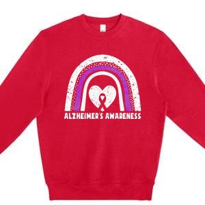 Alzheimers Awareness Alzheimers Purple Rainbow Cute Premium Crewneck Sweatshirt