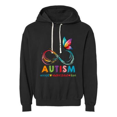 Autism Awareness Acceptance Infinity Symbol Garment-Dyed Fleece Hoodie