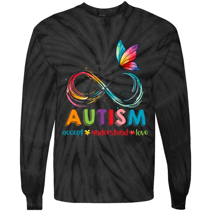 Autism Awareness Acceptance Infinity Symbol Tie-Dye Long Sleeve Shirt