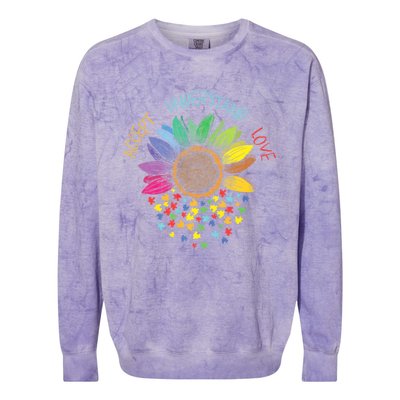 Autism Awareness Accept Understand Love Asd Rainbow Flower Colorblast Crewneck Sweatshirt