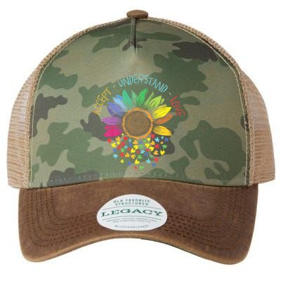 Autism Awareness Accept Understand Love Asd Rainbow Flower Legacy Tie Dye Trucker Hat