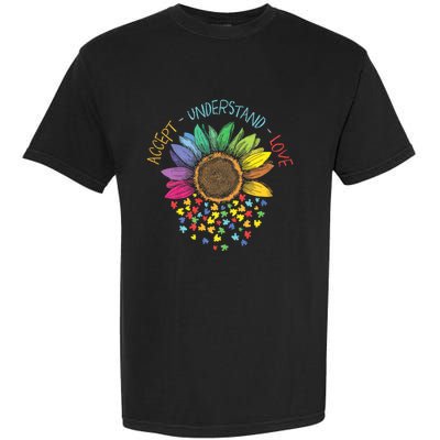 Autism Awareness Accept Understand Love Asd Rainbow Flower Garment-Dyed Heavyweight T-Shirt