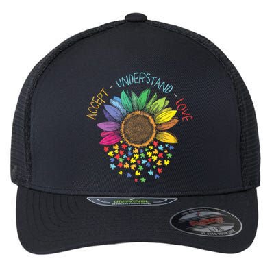 Autism Awareness Accept Understand Love Asd Rainbow Flower Flexfit Unipanel Trucker Cap