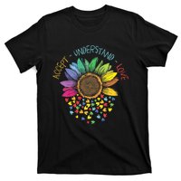 Autism Awareness Accept Understand Love Asd Rainbow Flower T-Shirt