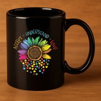 Autism Awareness Accept Understand Love Asd Rainbow Flower 11oz C Handle Ceramic Mug