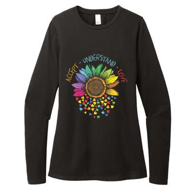 Autism Awareness Accept Understand Love Asd Rainbow Flower Womens CVC Long Sleeve Shirt