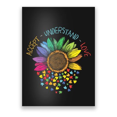 Autism Awareness Accept Understand Love Asd Rainbow Flower Poster