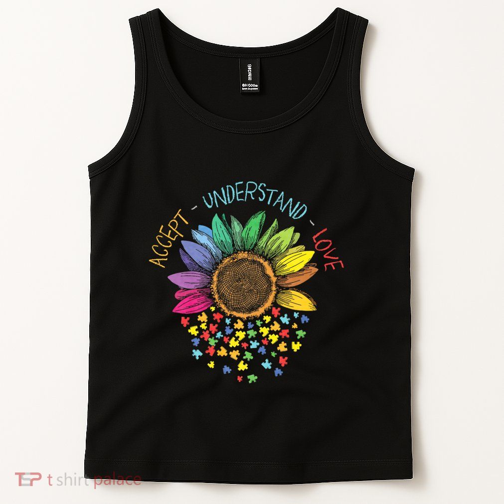 Autism Awareness Accept Understand Love Asd Rainbow Flower Tank Top