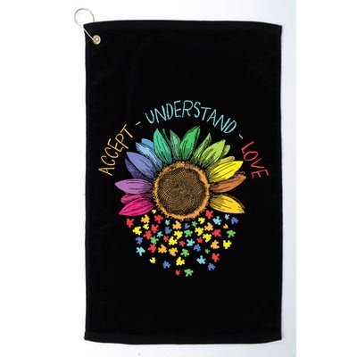 Autism Awareness Accept Understand Love Asd Rainbow Flower Golf Towel