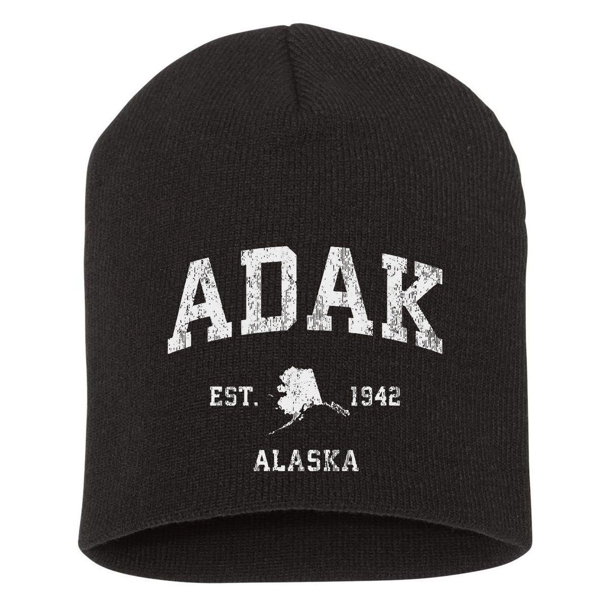 Adak Alaska Ak Vintage Athletic Sports Design Short Acrylic Beanie