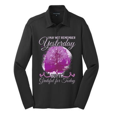 Alzheimers Awareness Silk Touch Performance Long Sleeve Polo