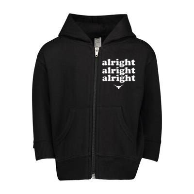 Alright, Alright, Alright Texas Bull Texas Pride State USA Toddler Zip Fleece Hoodie