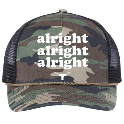 Alright, Alright, Alright Texas Bull Texas Pride State USA Retro Rope Trucker Hat Cap