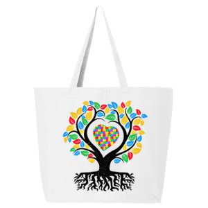 African American Autism Tree Love Life Awareness Month Asd Gift 25L Jumbo Tote