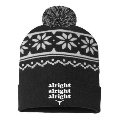 Alright Alright Alright Texas Bull Texas Pride State USA USA-Made Snowflake Beanie