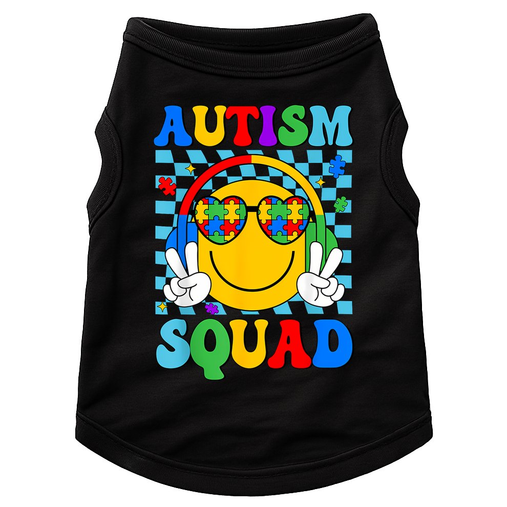 Autism Awareness Autism Squad Support Smile Face Women  Doggie Tank