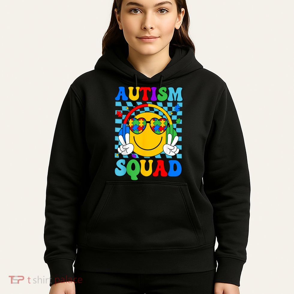Autism Awareness Autism Squad Support Smile Face Women  Hoodie
